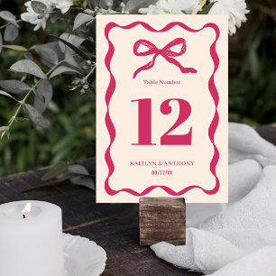 Tarjeta De Mesa Boda Coquette Bow Retro