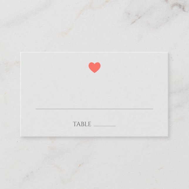 Tarjeta De Mesa Boda Coral Heart (Anverso)