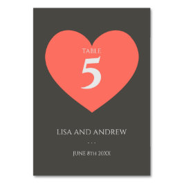 Tarjeta De Mesa Boda Coral Heart