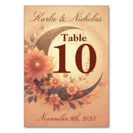 Tarjeta De Mesa Boda Coral Moonflower