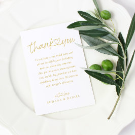 Tarjeta De Mesa Boda Corazón Caligrafía Oro Elegante