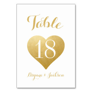 Tarjeta De Mesa Boda Corazón de Oro Romántico