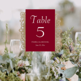 Tarjeta De Mesa Boda Cranberry Red Simple Style
