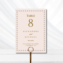 Tarjeta De Mesa Boda Cristiana Elegante con Perlas de Color Rosa P