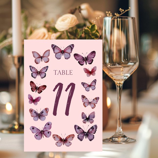 Tarjeta De Mesa Boda CUSTOM Elegante De Mariposas (Elegant Butterflies CUSTOM Wedding Table Number
)