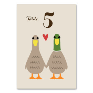 Tarjeta De Mesa Boda Cute Ducks Feliz pareja recién casada