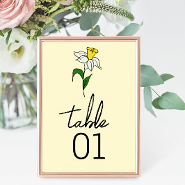 Tarjeta De Mesa Boda Daffodil minimalista Número de tabla