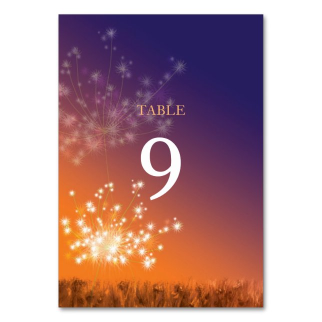 Tarjeta De Mesa Boda Dandelions Ombre (Anverso)