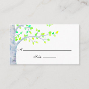 Tarjeta De Mesa Boda de abedul en primavera con acuarela