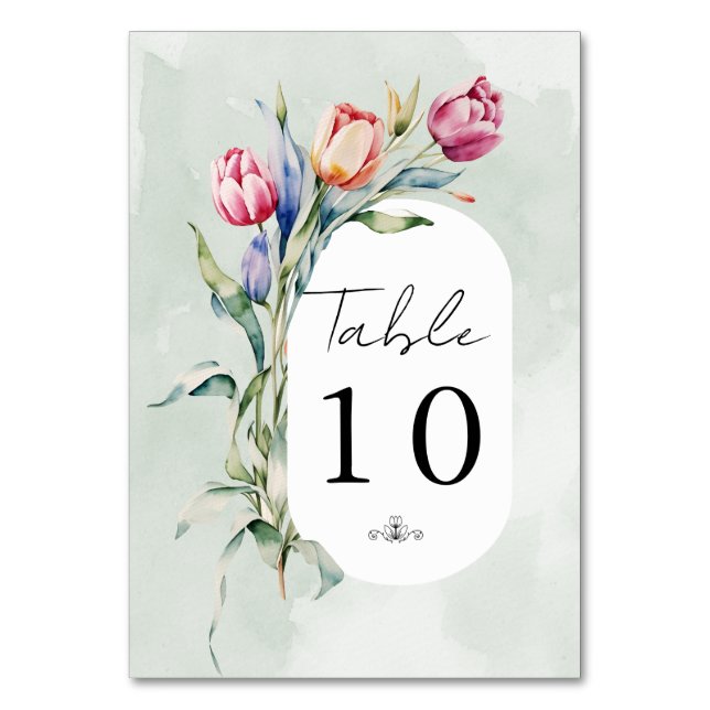 Tarjeta De Mesa Boda de abrazo de Tulip (Anverso)