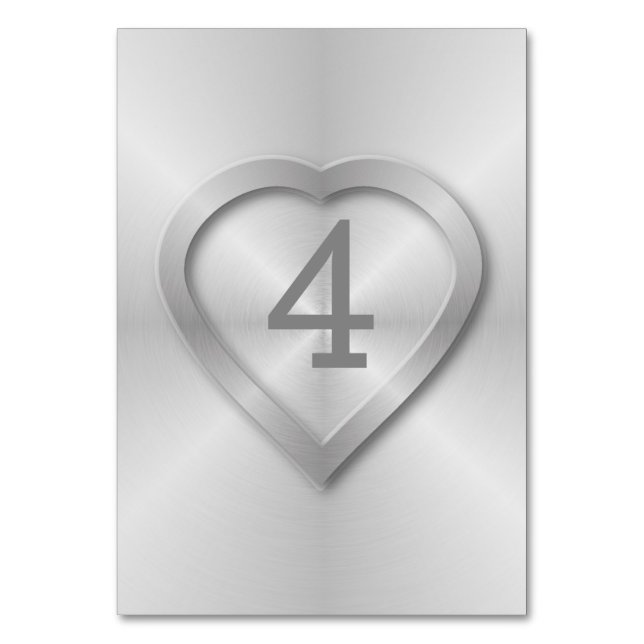 Tarjeta De Mesa Boda de acero inoxidable cepillado (Anverso)