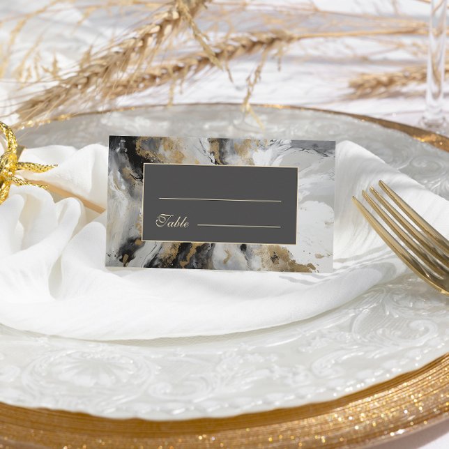 Tarjeta De Mesa Boda de acuarela artística de antracita de oro mod (Subido por el creador)
