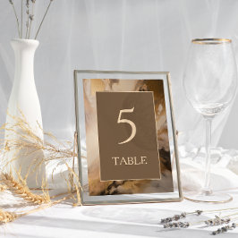 Tarjeta De Mesa Boda de acuarela artística de chocolate de oro mod