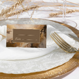 Tarjeta De Mesa Boda de acuarela artística de chocolate de oro mod