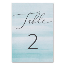 Tarjeta De Mesa Boda de acuarela azul náutico. Playa minimalista