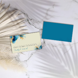 Tarjeta De Mesa Boda de acuarela azul y dorado abstracto