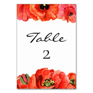 Tarjeta De Mesa Boda de acuarela de cachorros rojos