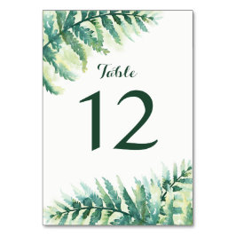 Tarjeta De Mesa Boda de acuarela de Fern verde