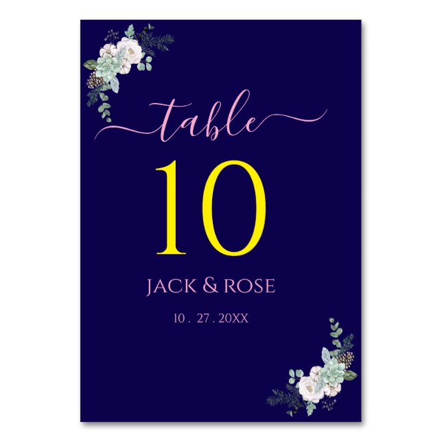 Tarjeta De Mesa Boda de acuarela de invierno (Anverso)