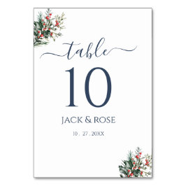 Tarjeta De Mesa Boda de acuarela de invierno