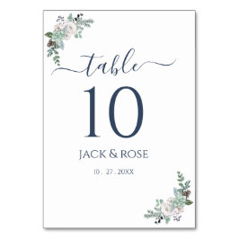 Tarjeta De Mesa Boda de acuarela de invierno