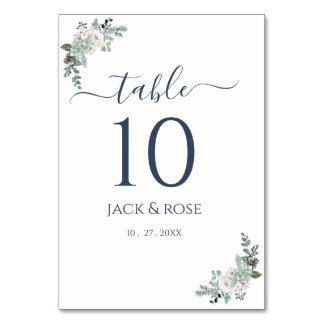 Tarjeta De Mesa Boda de acuarela de invierno