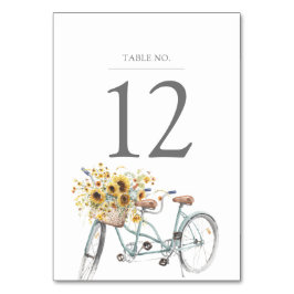 Tarjeta De Mesa Boda de acuarela de la bicicleta del tándem del gi