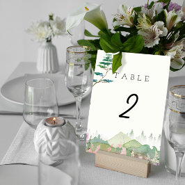Tarjeta De Mesa Boda de acuarela de la montaña de flores silvestre