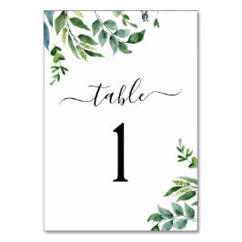 Tarjeta De Mesa Boda de acuarela de la vegetación botánica