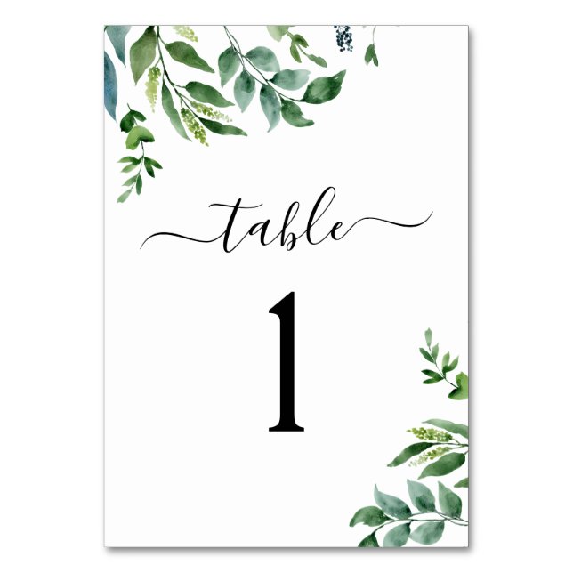 Tarjeta De Mesa Boda de acuarela de la vegetación botánica (Reverso)