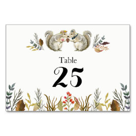 Tarjeta De Mesa Boda de acuarela de las ardillas de boho rústico