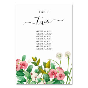 Tarjeta De Mesa Boda de acuarela de Wildflowers Periwinkle