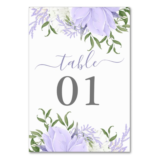 Tarjeta De Mesa Boda de acuarela del perwinkle botánico (Anverso)