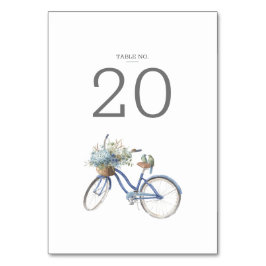 Tarjeta De Mesa Boda de acuarela floral azul bohemio