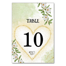 Tarjeta De Mesa Boda de acuarela floral blanca y verde
