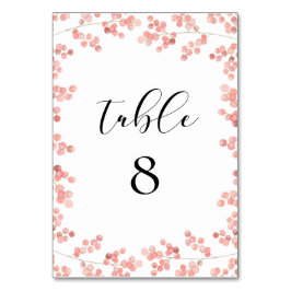 Tarjeta De Mesa Boda de acuarela floral de aliento del bebé rosa