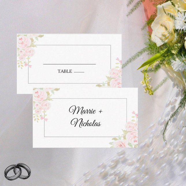 Tarjeta De Mesa Boda de acuarela floral rosa y turbia (Subido por el creador)
