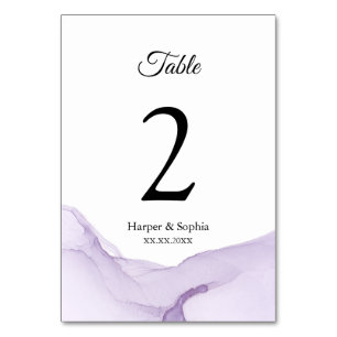 Tarjeta De Mesa Boda de Acuarela Moderna Púrpura