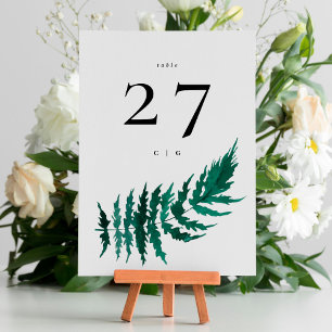 Tarjeta De Mesa Boda de acuarela moderna y verde fresco
