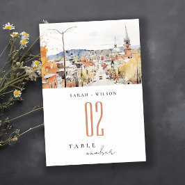 Tarjeta De Mesa Boda de acuarela Montpelier City Scape Vermont