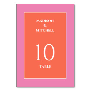 Tarjeta De Mesa Boda de acuarela Naranja rosa Garden Sunrise