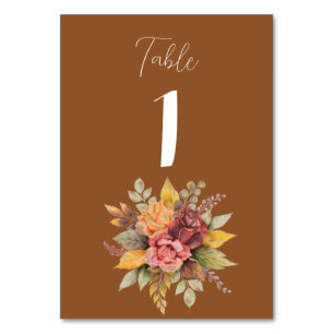 Tarjeta De Mesa Boda de acuarela rústica de Terracota otoño