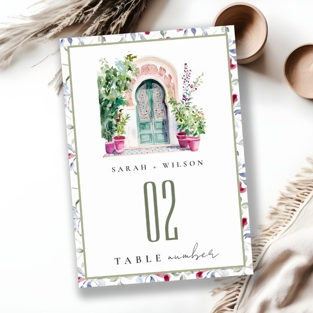 Tarjeta De Mesa Boda de acuarela tropical marroquí (Subido por el creador)