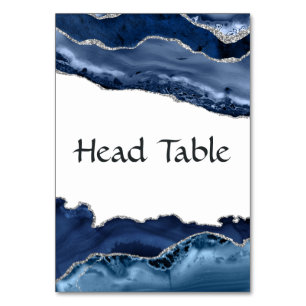Tarjeta De Mesa Boda de Ágata Azul Marino y Plata