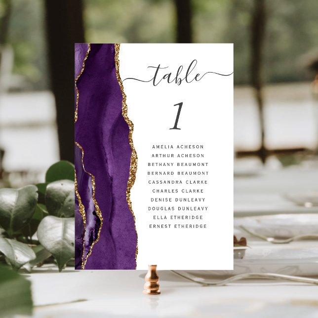 Tarjeta De Mesa Boda de Ágata de Oro Púrpura (Subido por el creador)