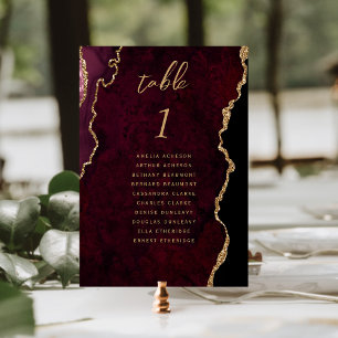 Tarjeta De Mesa Boda de Ágata Dorada Borgoña
