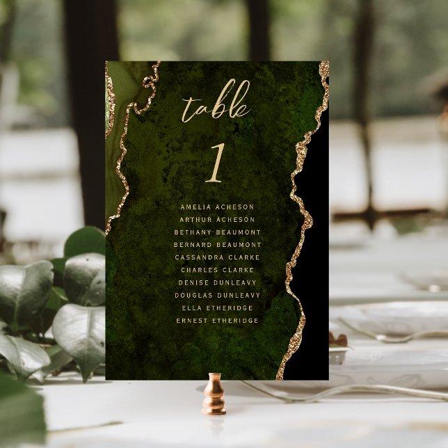 Tarjeta De Mesa Boda de Ágata Dorada Verde Oliva (Subido por el creador)