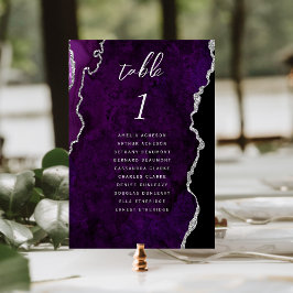 Tarjeta De Mesa Boda de Ágata Plateada Púrpura