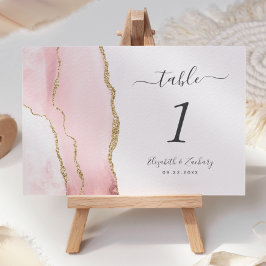 Tarjeta De Mesa Boda de Ágata Rosa Dorado