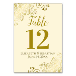 Tarjeta De Mesa Boda de Amigo Elegante de Oro y Crema